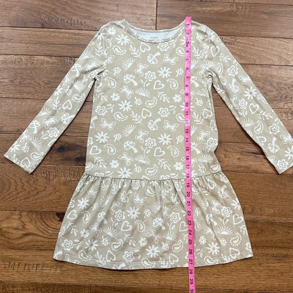 Carters Kids Boho Icon Print Ruffle Hem Long-Sleeve Dress - Size 10/10A